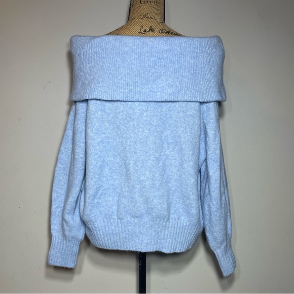 H&M Light Blue Off-the-Shoulder Sweater - Picture 3 of 6